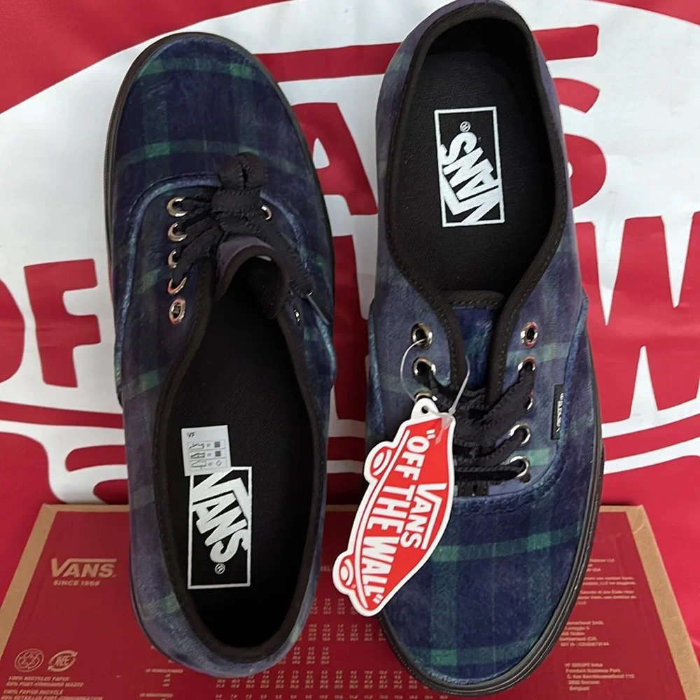 Vans Authentic Stacked Velvet Plaid Green/Black VNOA5KXX203 WMNS Platforms